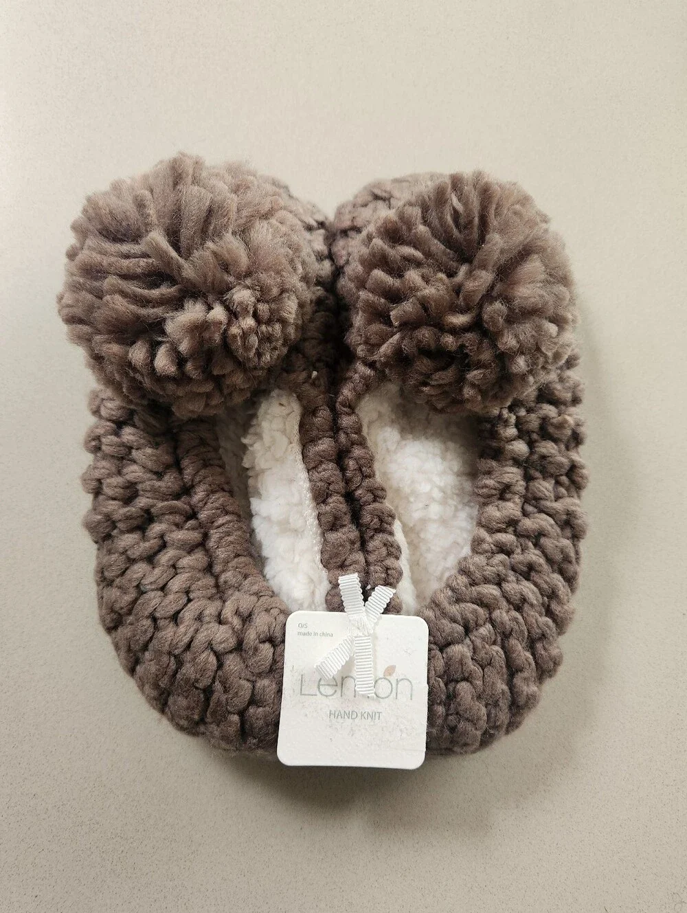 Lemon New Ballerina Pom Slippers ~BROWN ~ONE SIZE **NEW - Picture 2 of 7